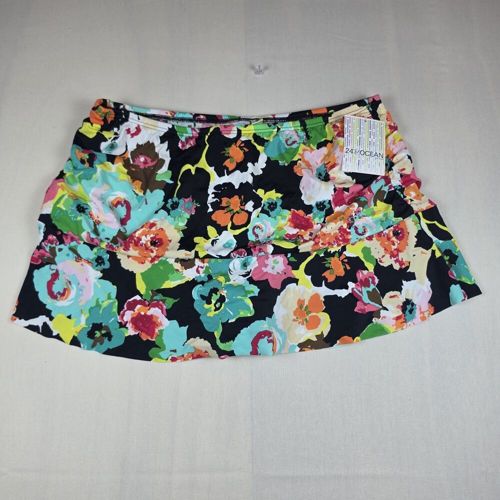 24th & Ocean Women's Swim Skirt Bottom Floral Skirted Bikini Bottom 18W NWT Plus